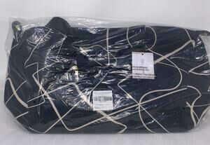 Mali + Lili Weekender Travel Duffel Tote Bag Black Abstract Print New Tags
